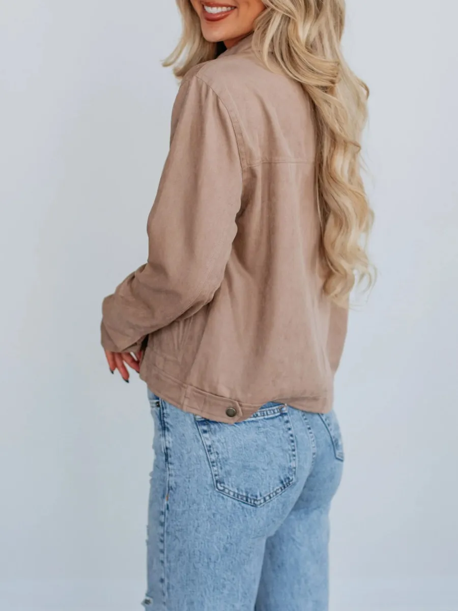 Casual Plain Zip Up Jacket