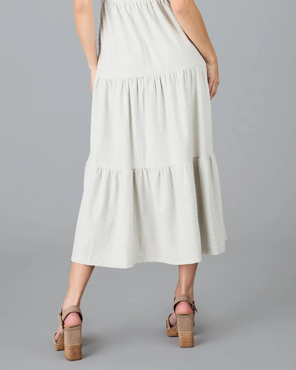 White Short Sleeves Midi Dress