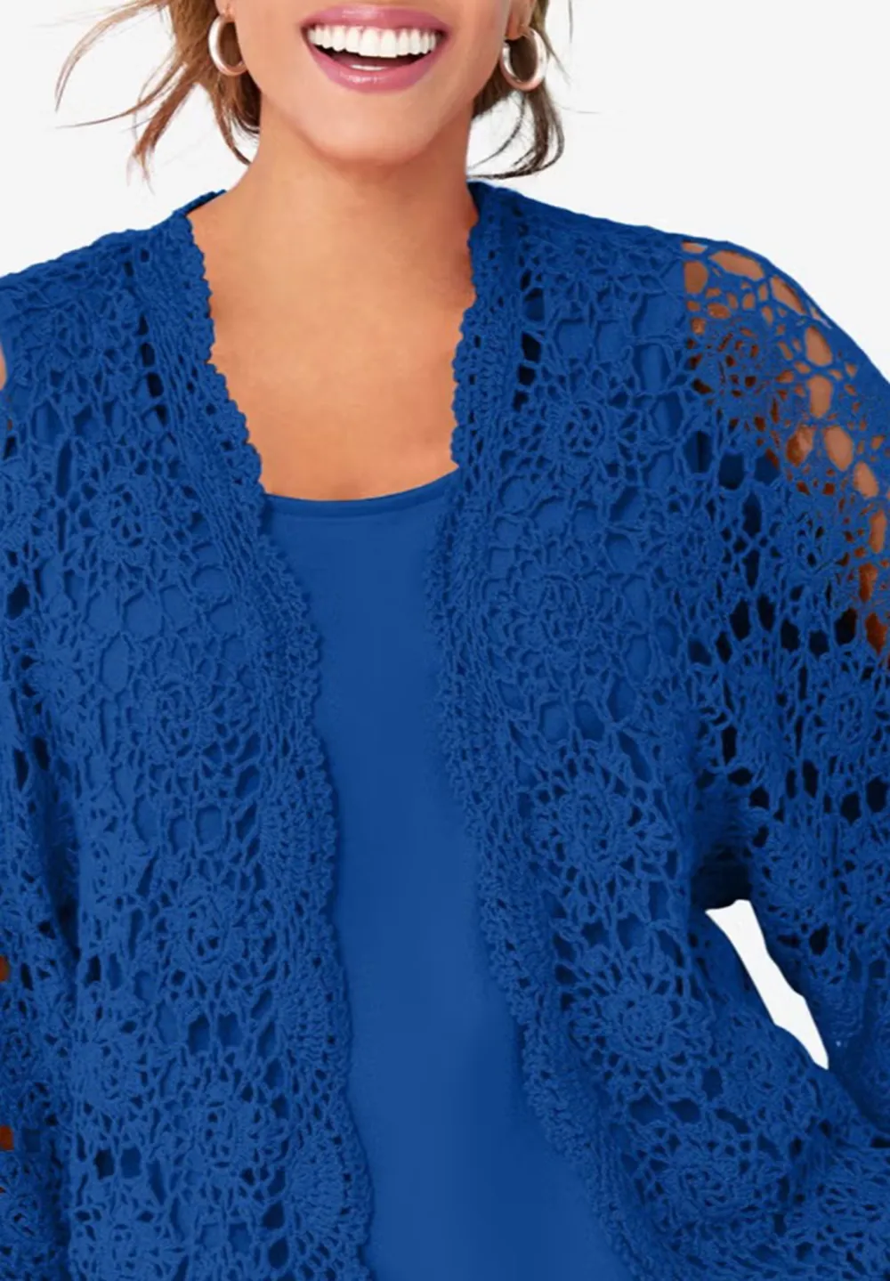Hollow Solid Color Cardigan