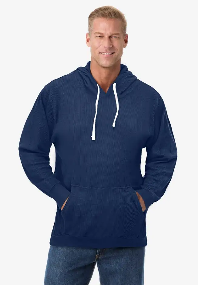 Waffle-Knit Thermal Hoodie