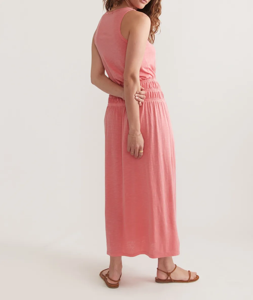Pink Smocked Waist Midi Dress