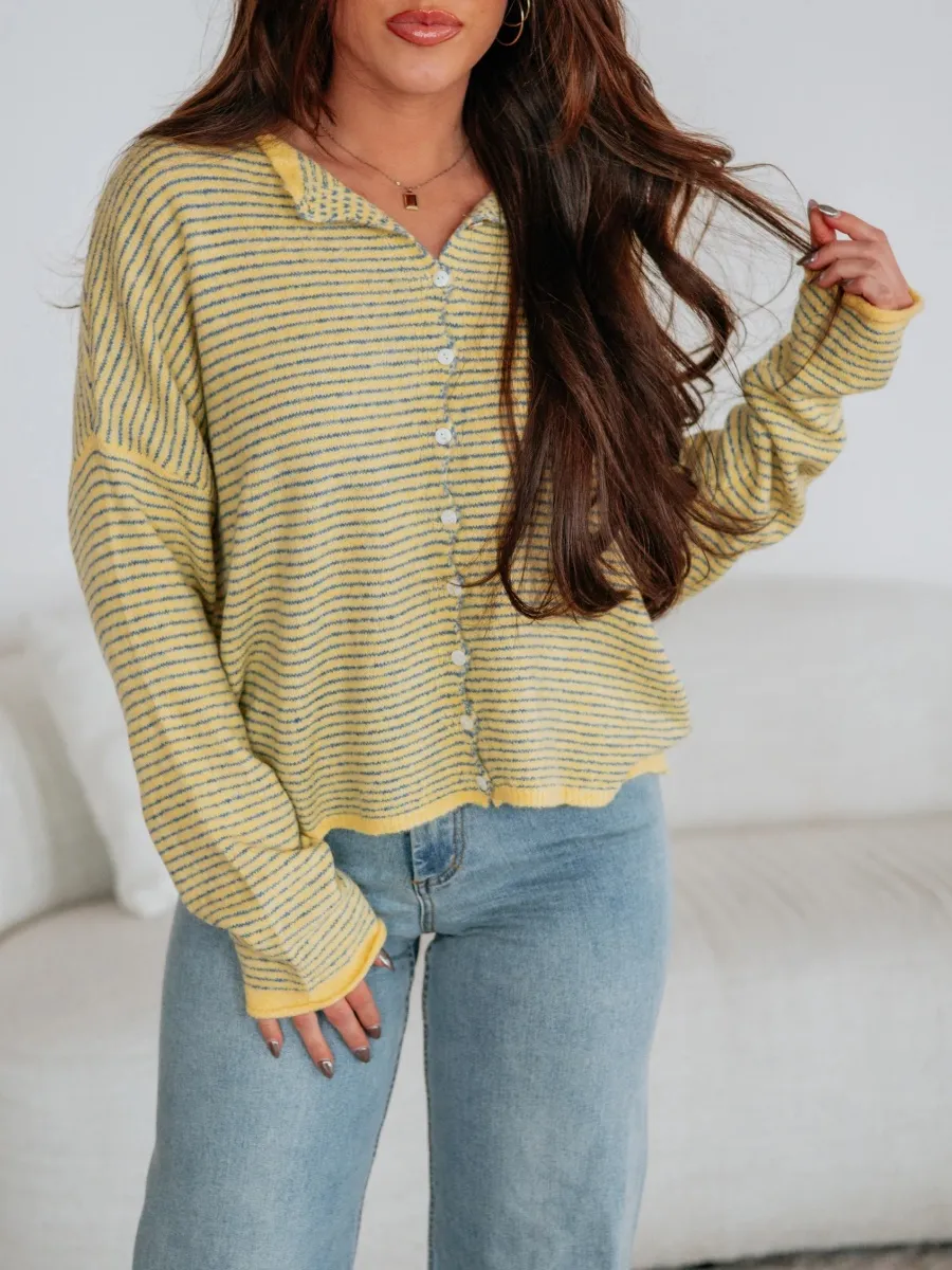Striped Dropped Shoulder Cardigan