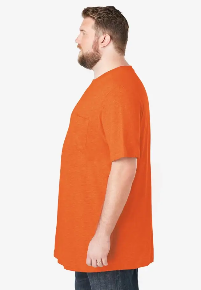 Shrink-Less Lightweight Longer-Length Crewneck Pocket T-Shirt