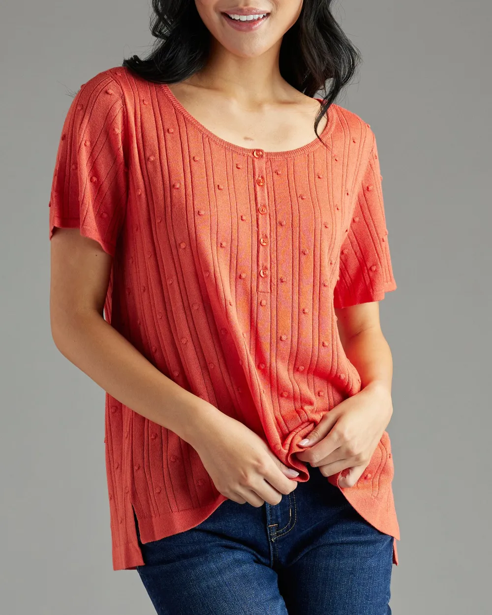 Paprika Textured Detailing Knit Top