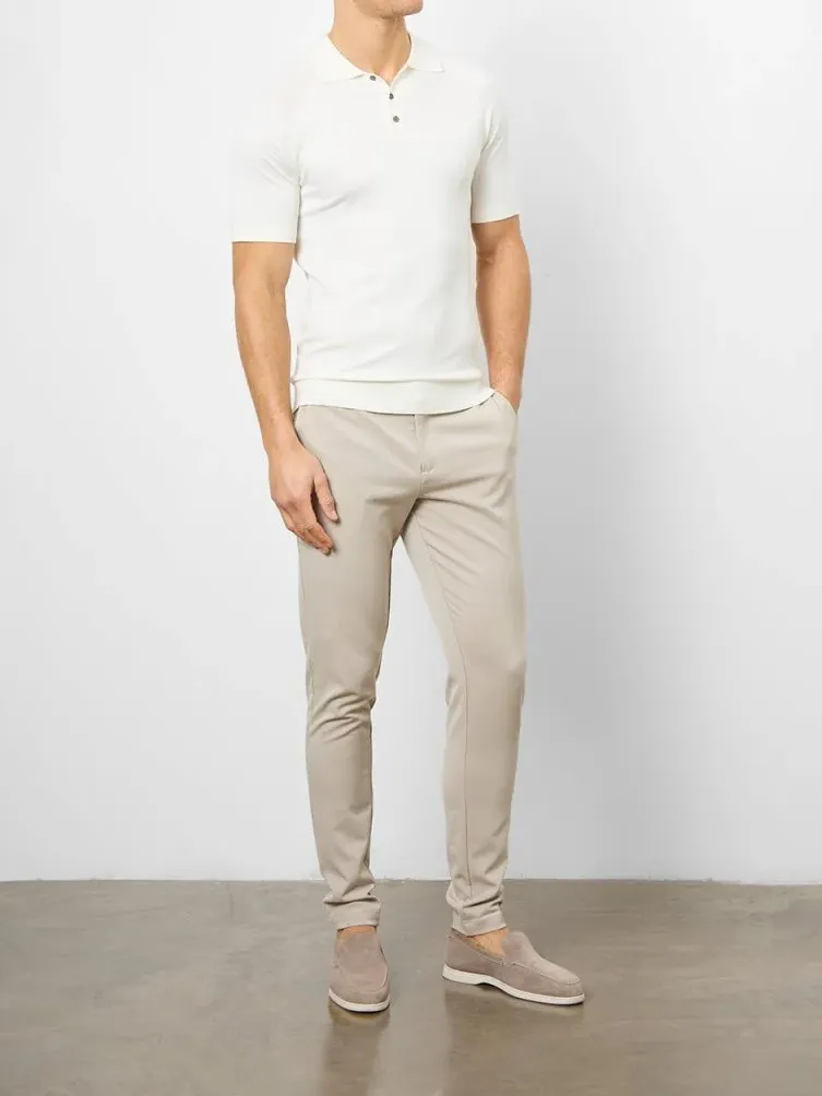 Ecru Cotton Soft Simple Polo Shirt