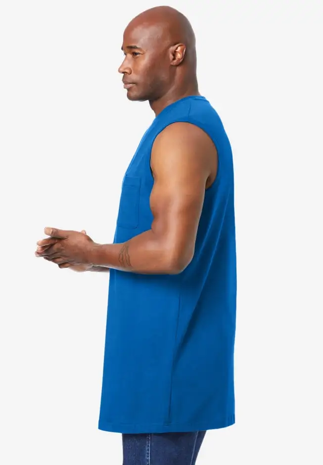 Shrink-Less Longer-Length Lightweight Muscle Pocket Tee