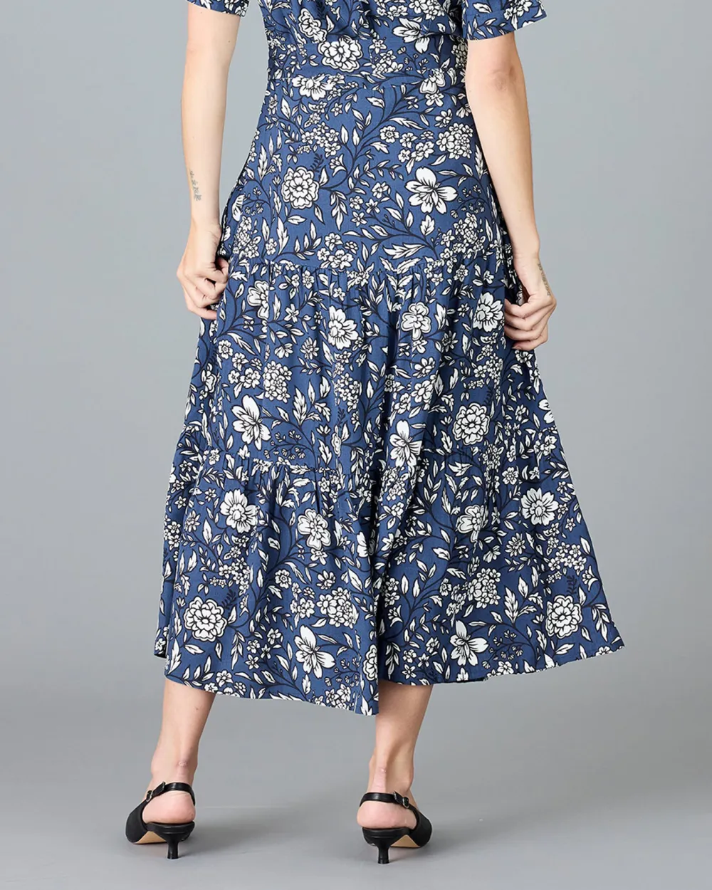 Blue Floral Print Maxi Dress
