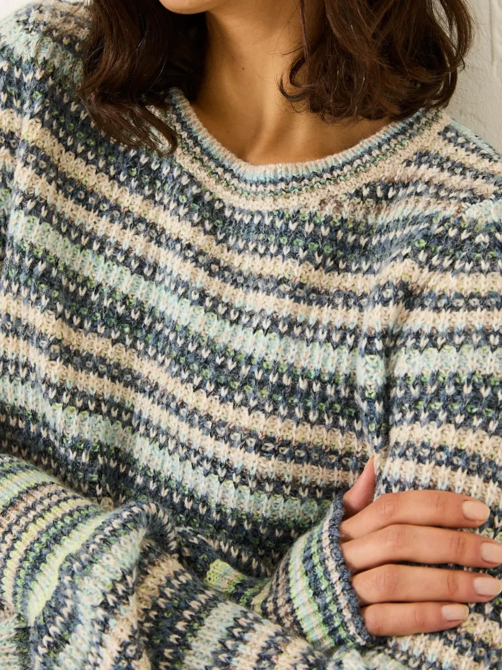 Blue Stripe Knitted Crew Neck Jumper