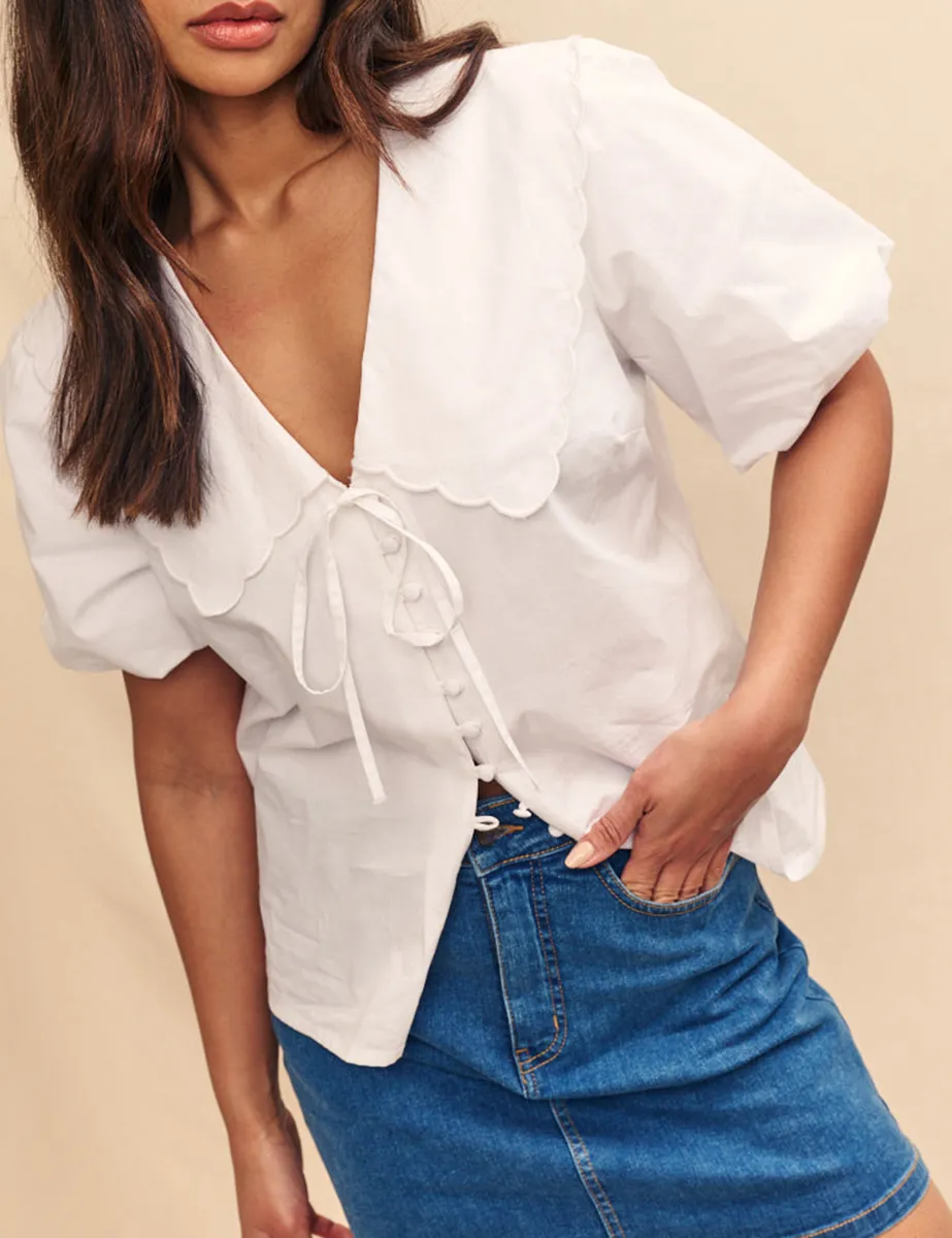 White Puff Sleeve Blouse