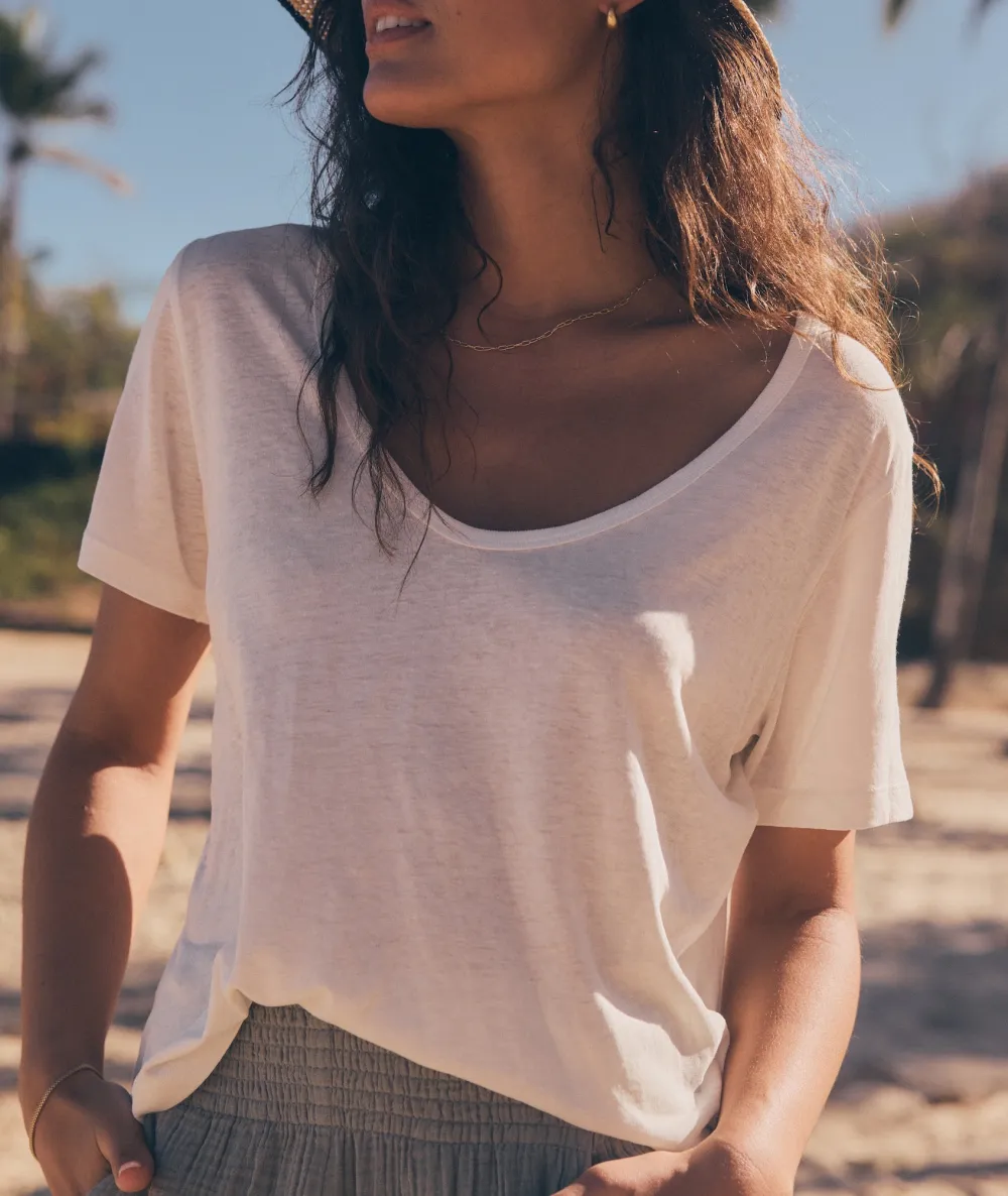 Crisp White Scoop Neck Tee