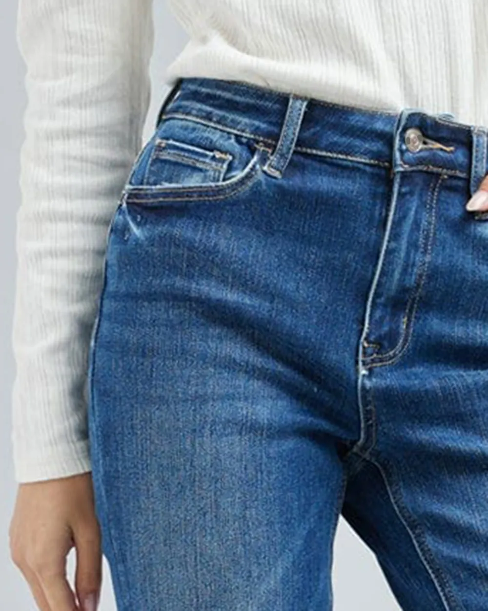 Medium Blue Wash Straight Leg Jean