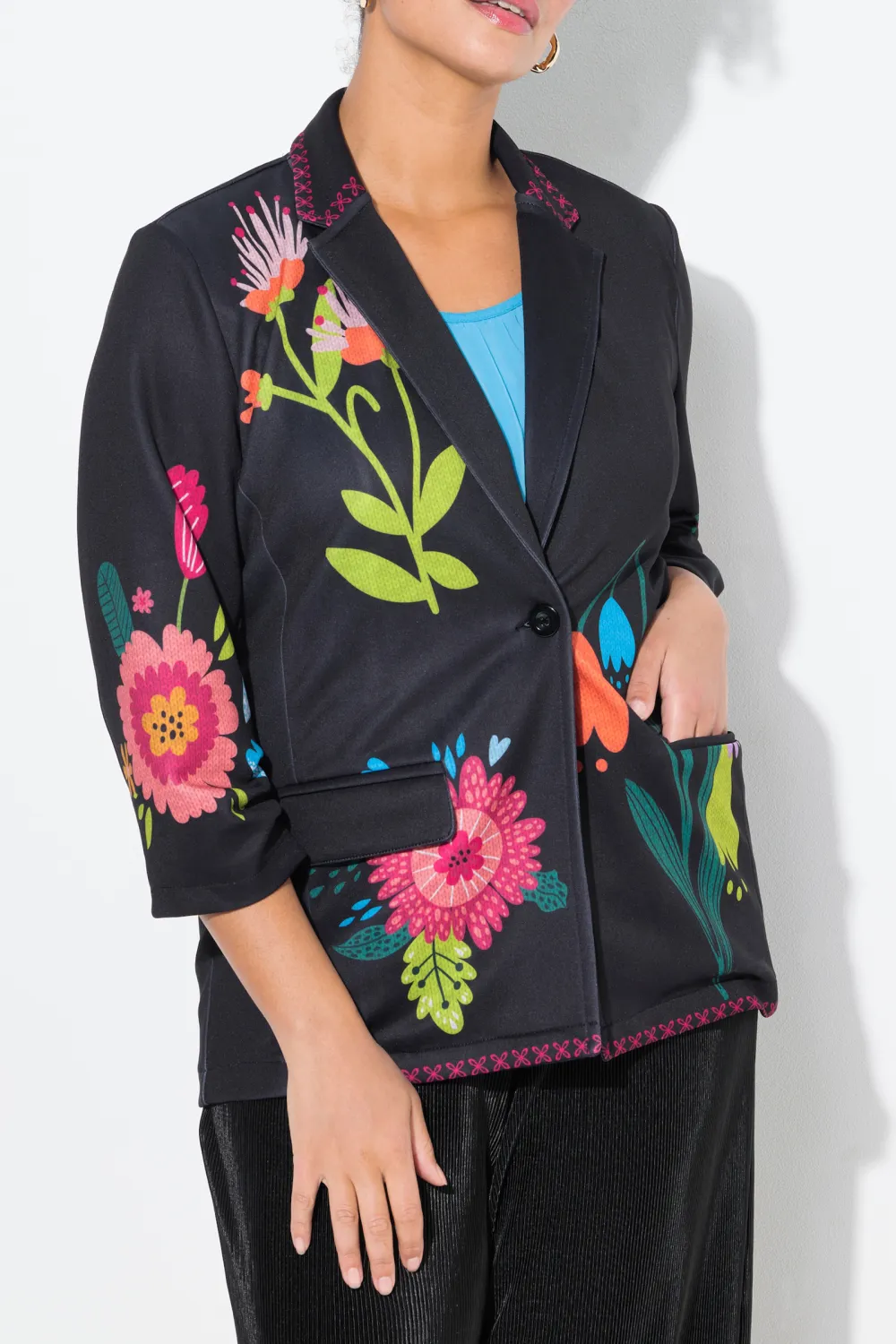 Color Blocking Printed Women's Top