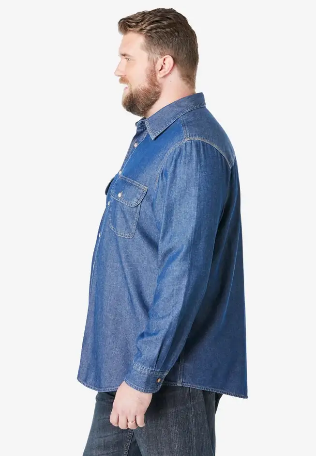 Long Sleeve Denim and Twill Shirt