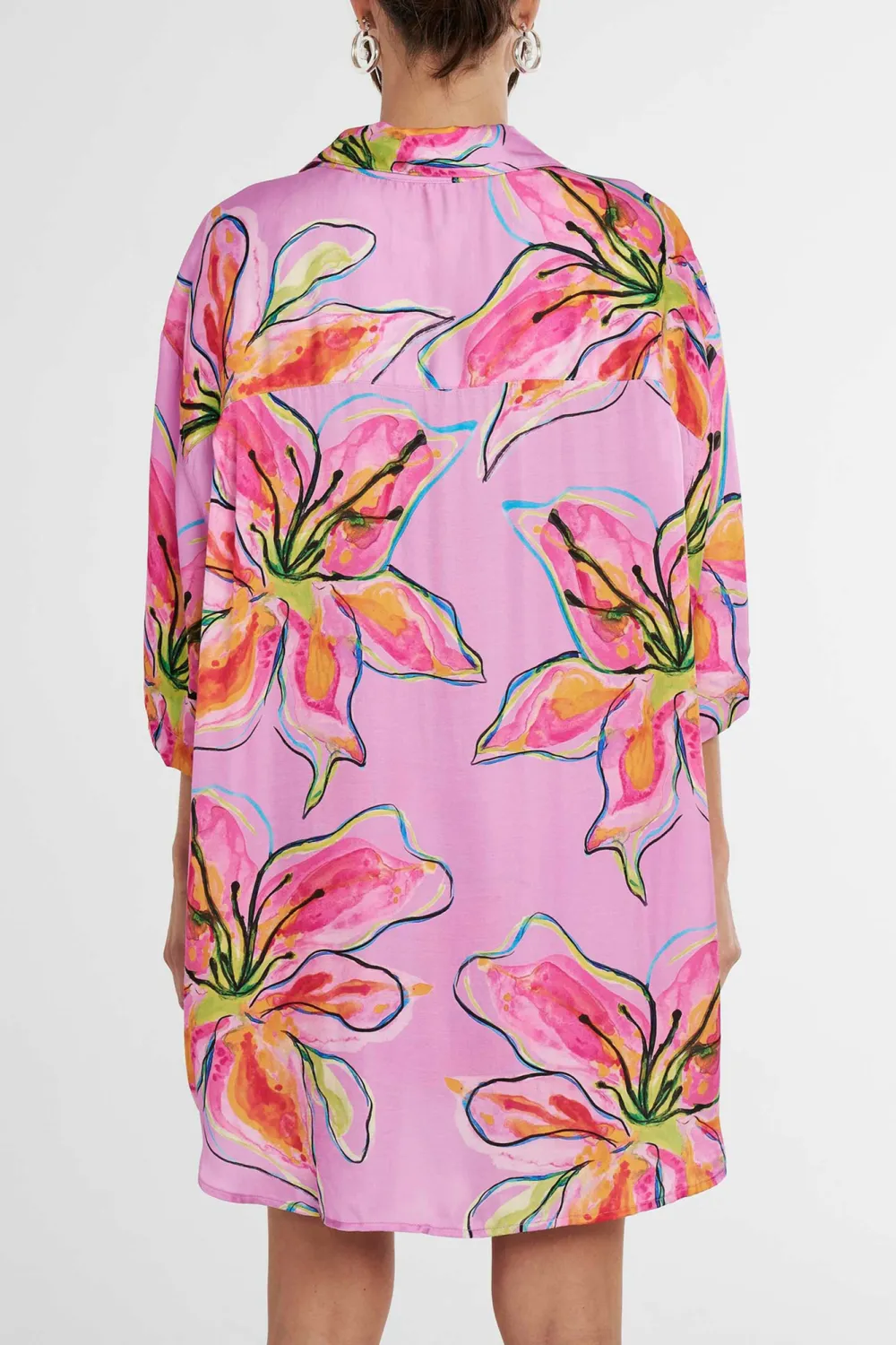 Lazy Vacation Style Lilac Lily Long-Sleeved Shirt