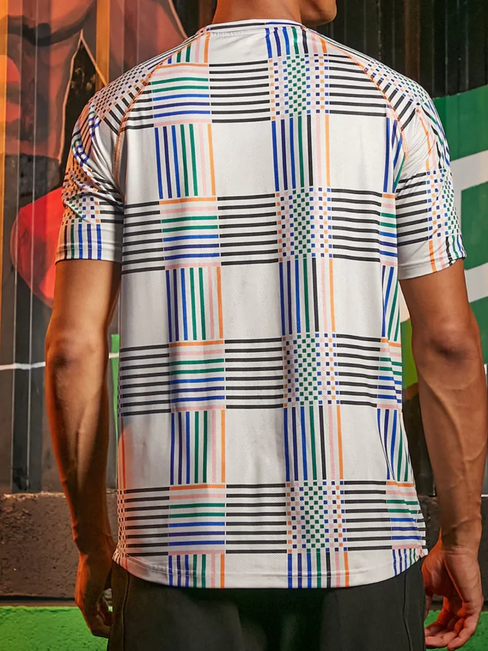 Geometric Striped Activewear T-Shirt