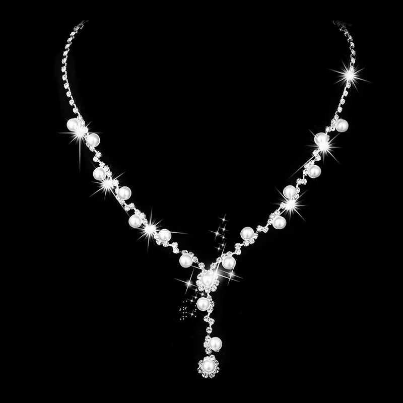 Pearl necklace earrings set