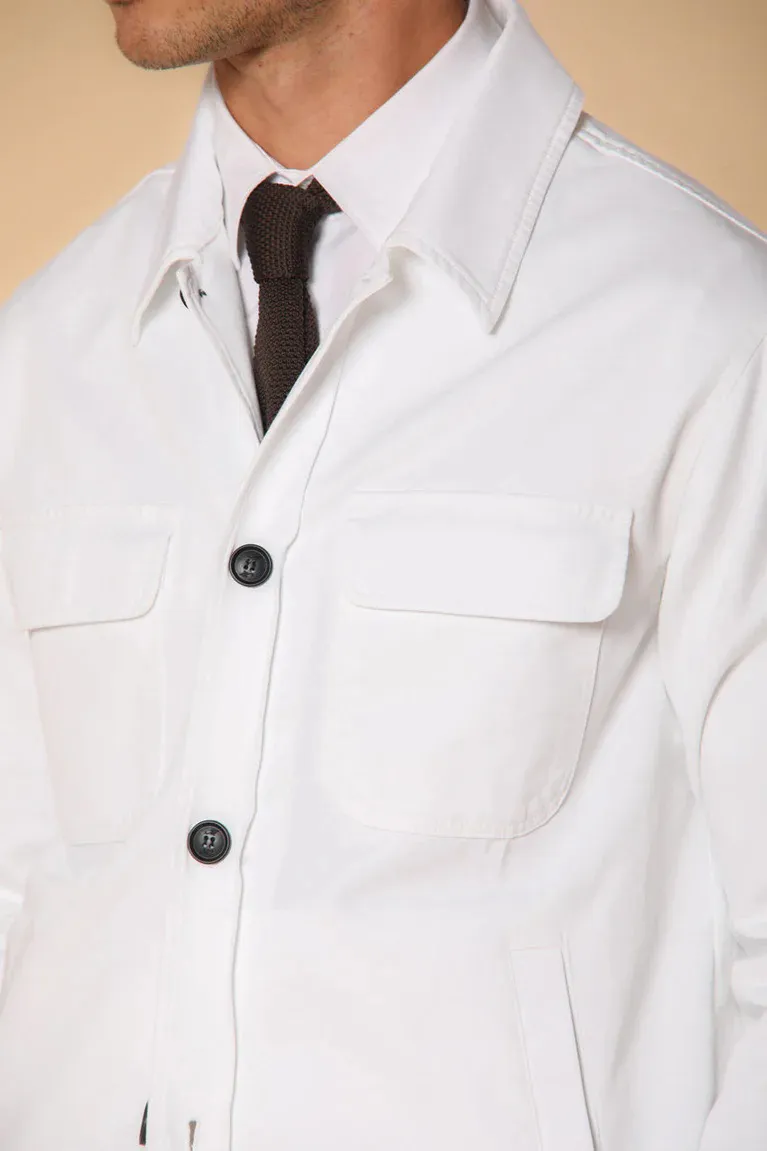 Men's Cotton Jersey White  Jacket With Elastic Lapel