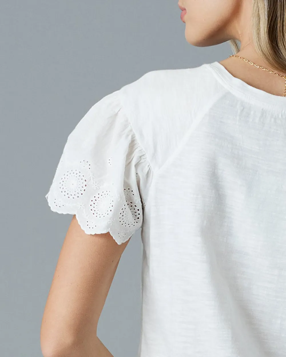 Casual T-Shirt With Delicate Eyelet Detailing