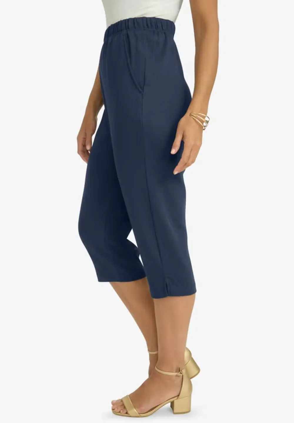 Ladies' Black Tapered 7/8 Pants