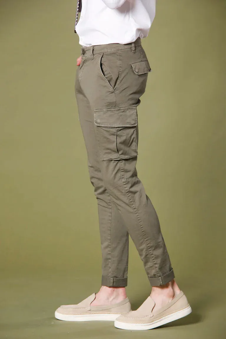 Military Green Men's Slim Fit Cotton Stretch Overalls