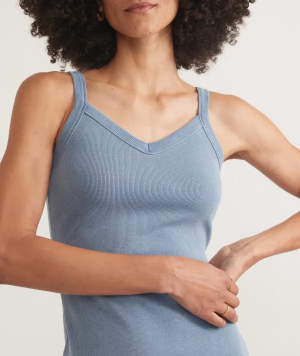 Light Blue Spaghetti Strap Ribbed Dress