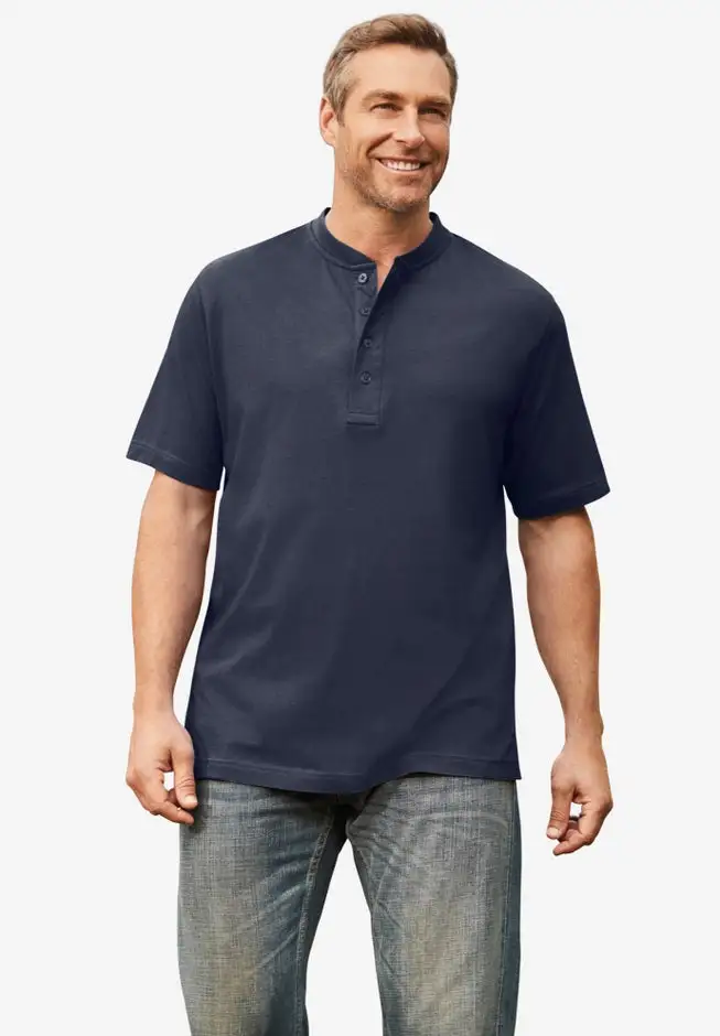 Shrink-Less Lightweight Henley T-Shirt