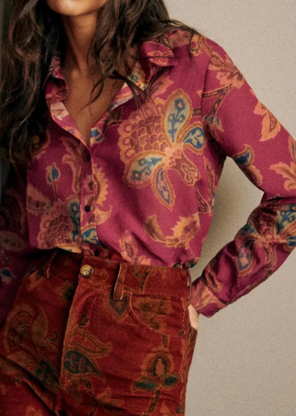 Colorful Floral Long-Sleeved Shirt