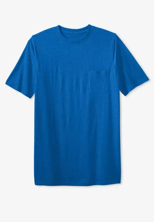 Shrink-Less Lightweight Longer-Length Crewneck Pocket T-Shirt