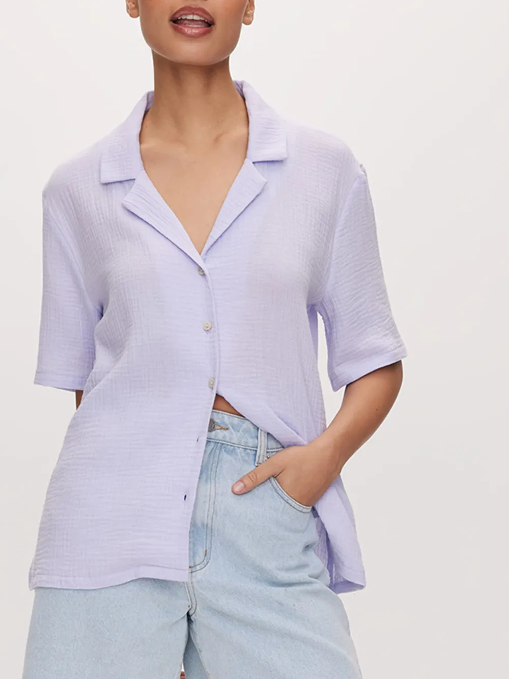 Cotton Skinny Waffle Shirt