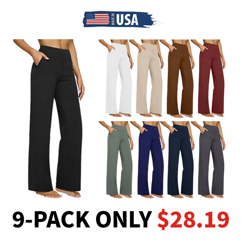 🔥Factory Sale🔥 Women's High Waisted Wide Leg Yoga Pants - Stretch with Pockets