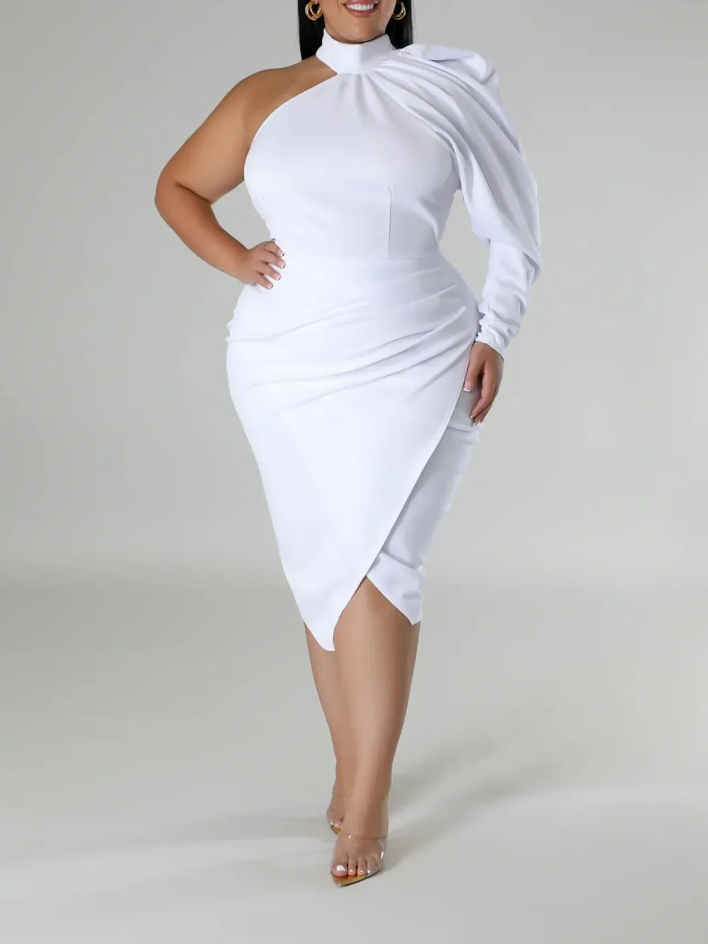 Satin One Shoulders Dress