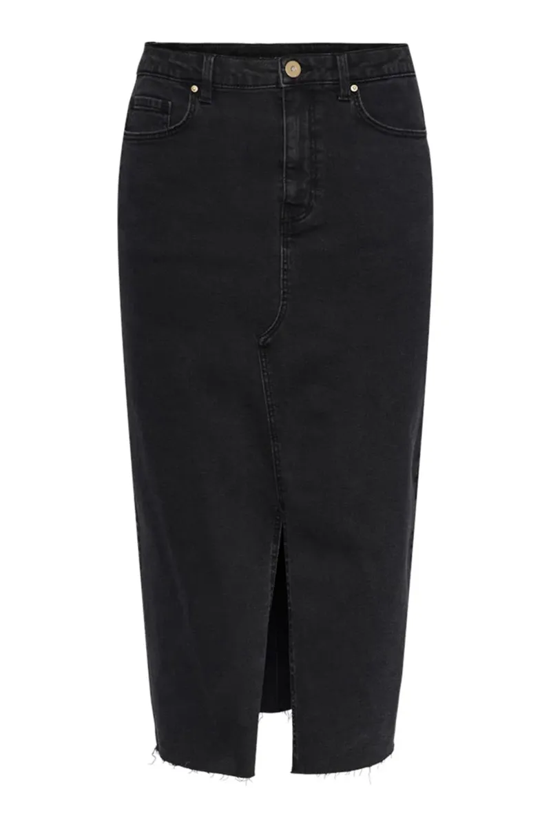 High Waisted Slit Hem Midi Skirts