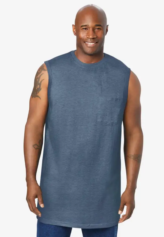 Shrink-Less Longer-Length Lightweight Muscle Pocket Tee