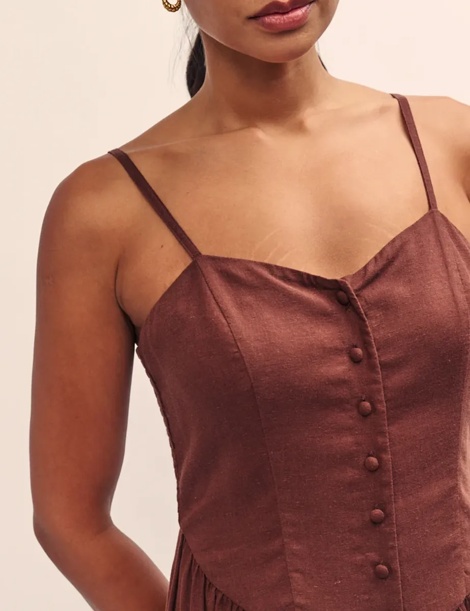 Brown Wrap Front Wide Leg Jumpsuit