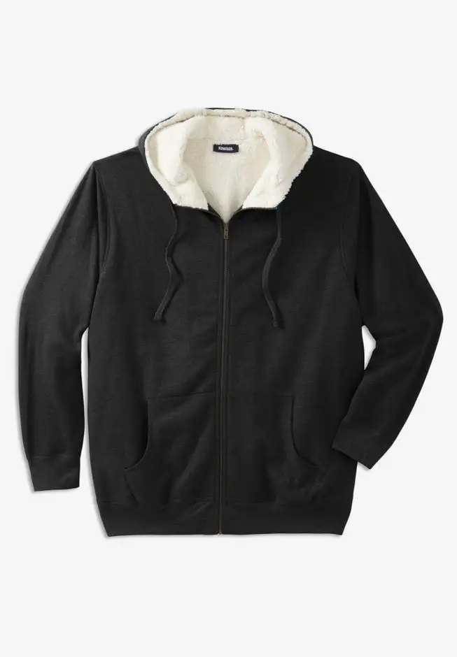 Sherpa-Lined Fleece Zip Hoodie