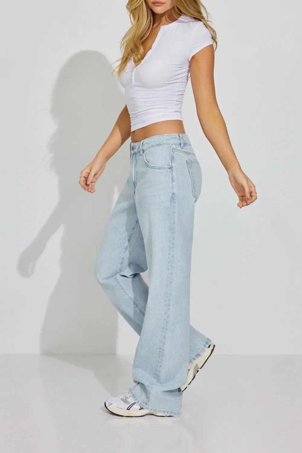 Slouchy Zip Fly Blue Jeans