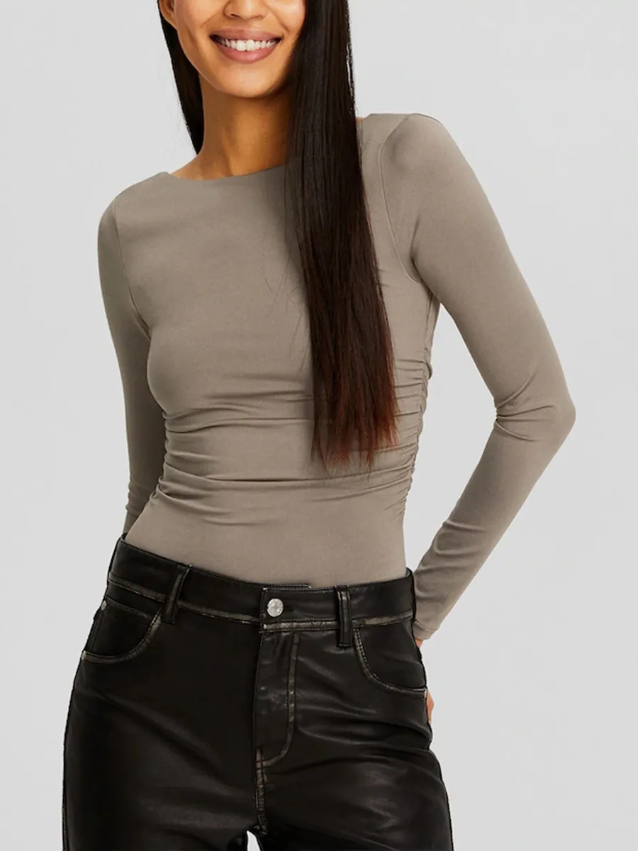 Long Sleeve Backless Bodysuit