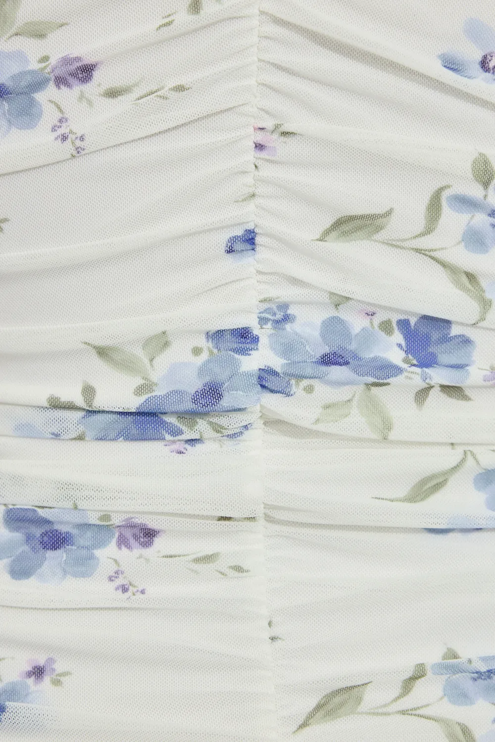 Floral Ruched Mesh Mini Dress