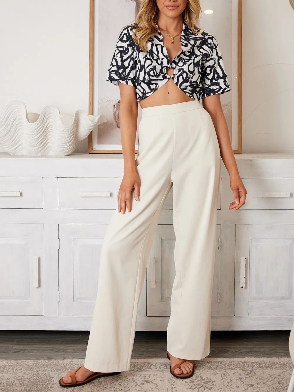 Black Print Short Sleeve Shirt