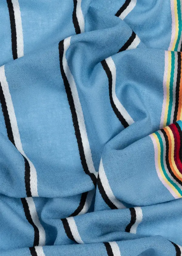 Light Blue Striped Colorful EEdge Scarf