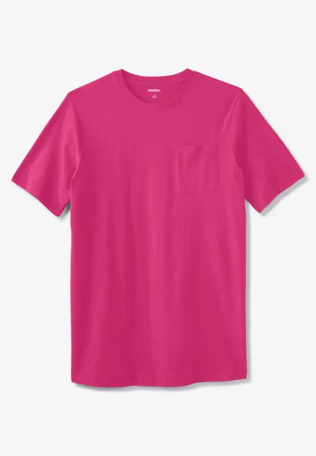 Shrink-Less Lightweight Longer-Length Crewneck Pocket T-Shirt