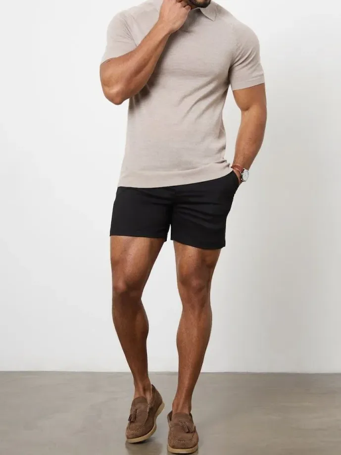 Black Soft And Comfortable Chino Shorts