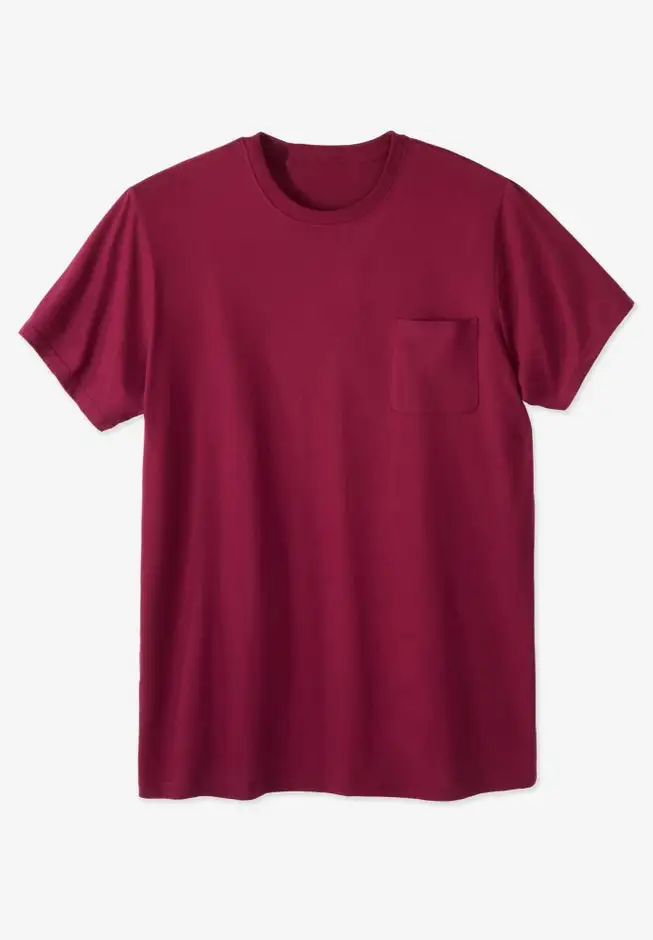 Shrink-Less Lightweight Longer-Length Crewneck Pocket T-Shirt