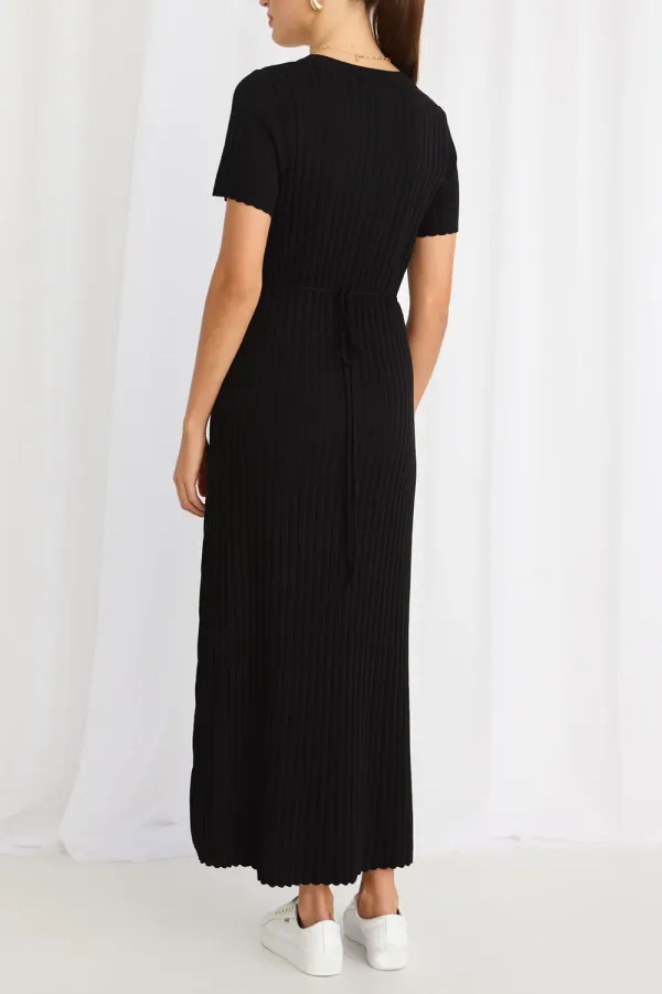 Black Crew Neck SS Knit Dress