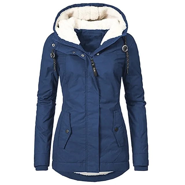Women's Winter Warm Waterproof Parka - Full-Zip Hooded Puffer Coat