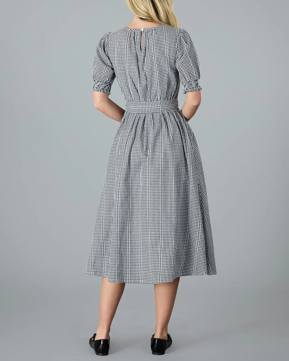 Black And White Gingham Midi Dress