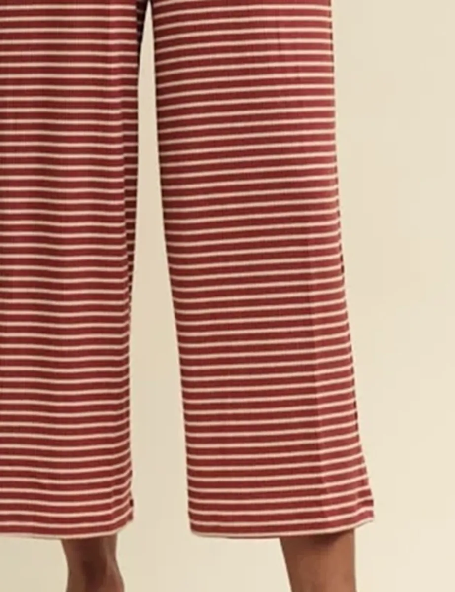 Brown Stripe Twist Front Jumpsuit