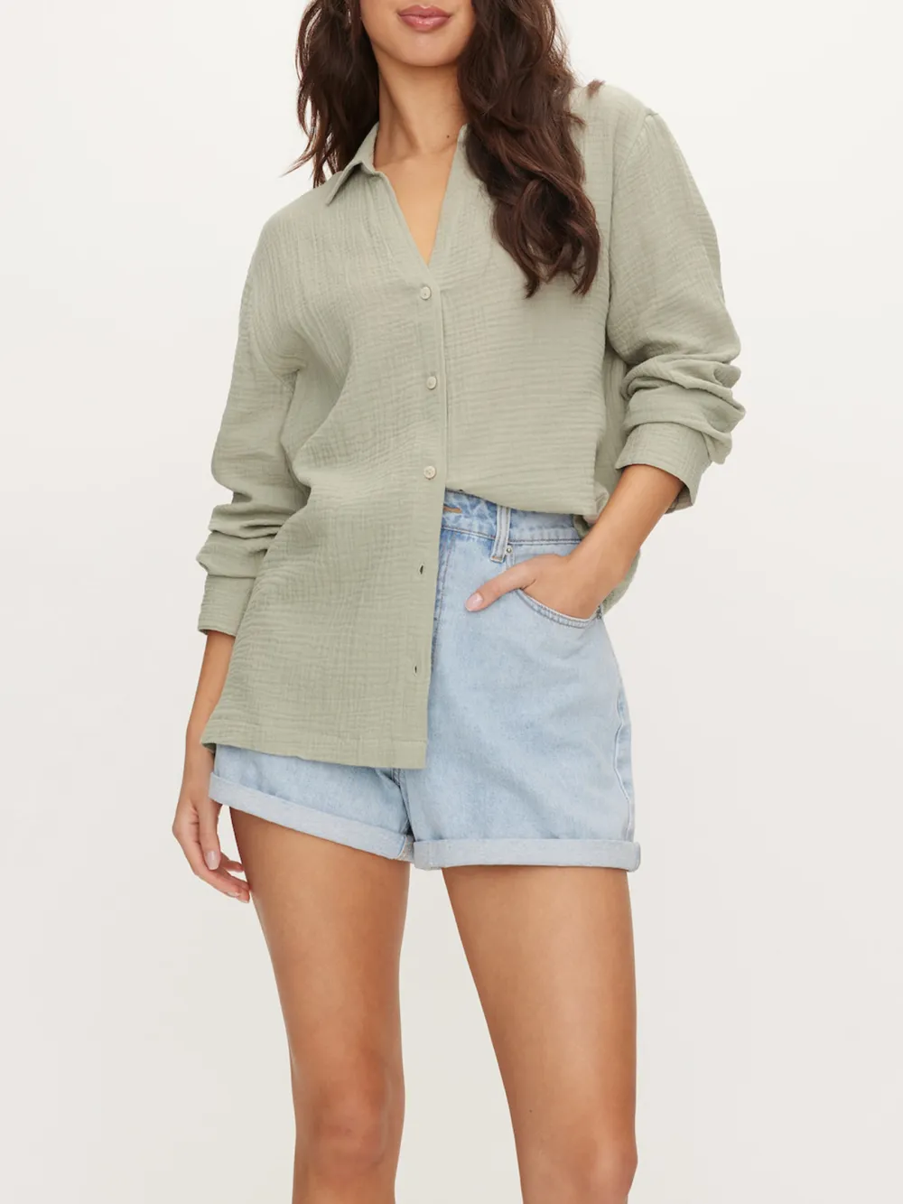 Solid Color Cotton Waffle Shirt