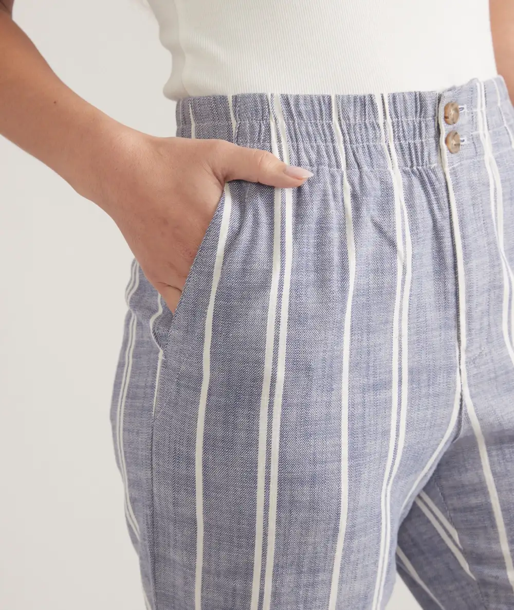 Skipper Blue Striped Cropped Trousers