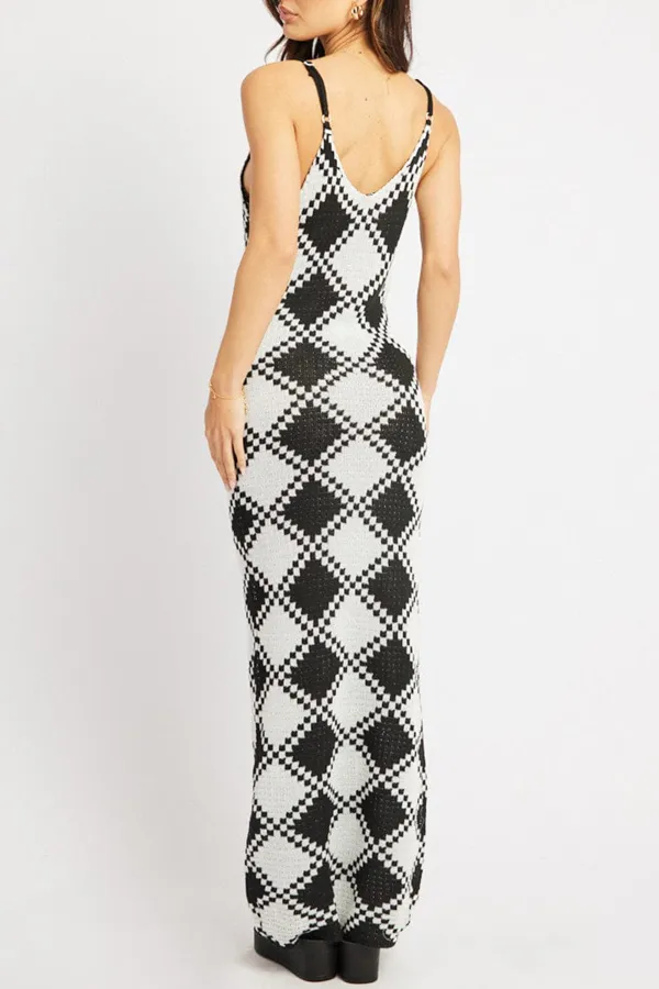 Black Check Beach Dress Cover Up